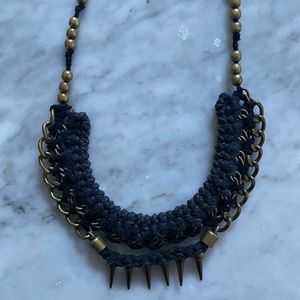 Andrea Bocchio bronze and black spike necklace, adjustable 19" chain